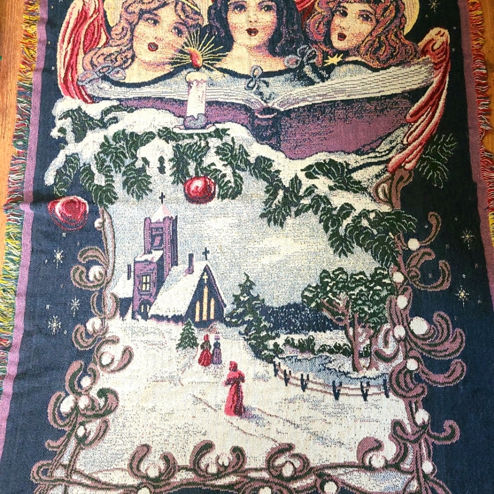 Vintage Christmas Angels Tapestry Throw